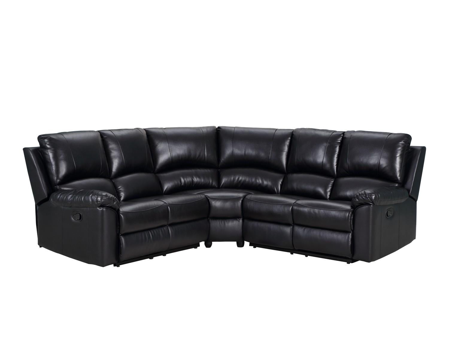 Black Faux Leather 80"x80" Power Reclining Sectional