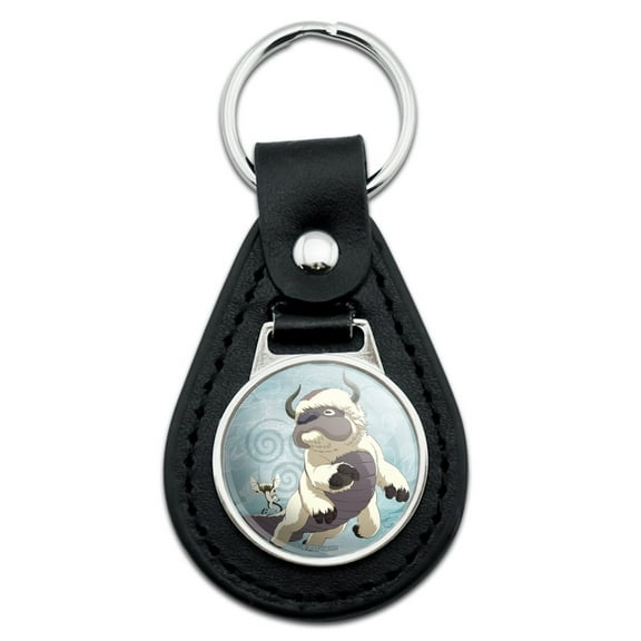 Black Leather Avatar the Last Airbender Appa & Momo Keychain