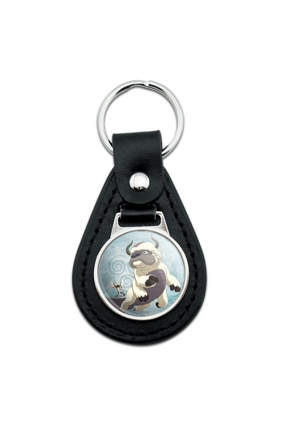 Black Leather Avatar the Last Airbender Appa & Momo Keychain