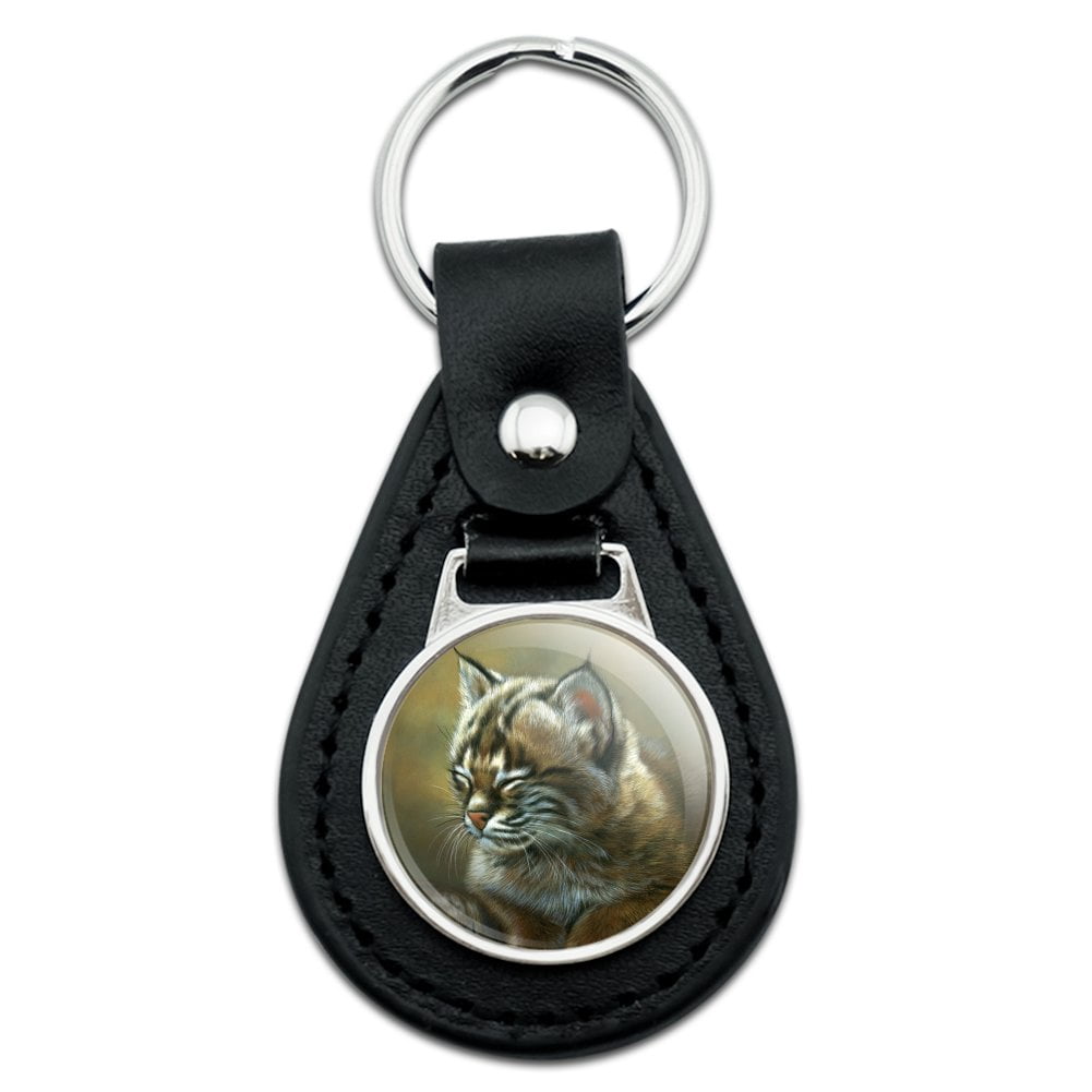 Black Leather Baby Young Bobcat Kitten Keychain - Walmart.com