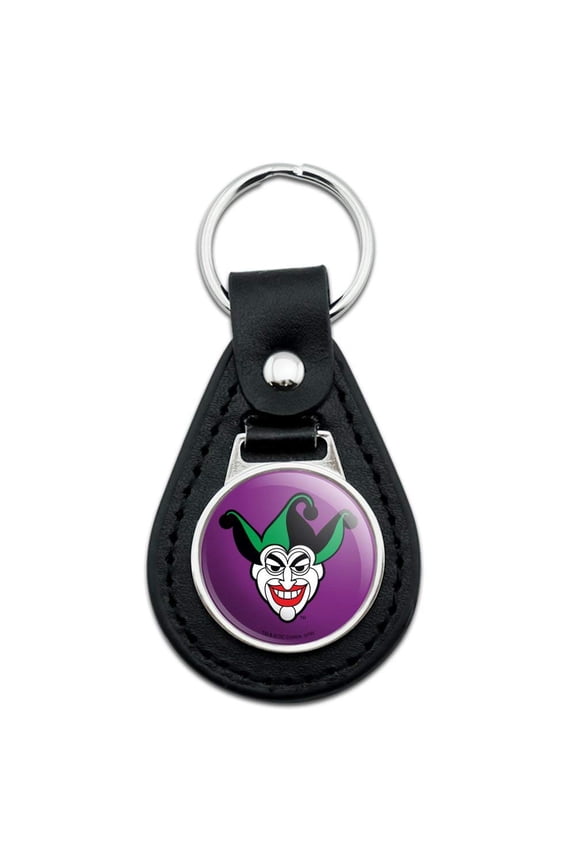 Black Leather Batman Joker Symbol Keychain