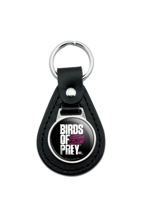 Black Leather Birds of Prey Movie Logo Keychain
