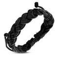 thumbnail image 1 of Black Leather Braided Adjustable Mens Wristband Bracelet, 1 of 1