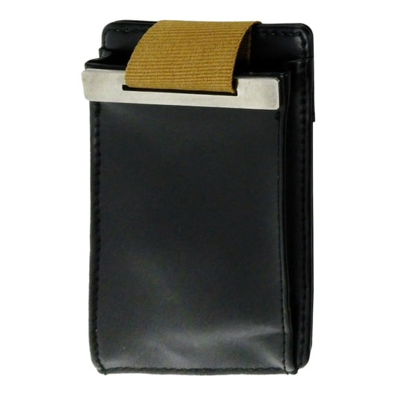 Black Leather Business Card Holder/Dispenser, Pocket Business Card Case, Strap Closure.