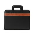 Black Leather Business Portfolio with Handles, Includes Large Notepad and Tablet Sleeve