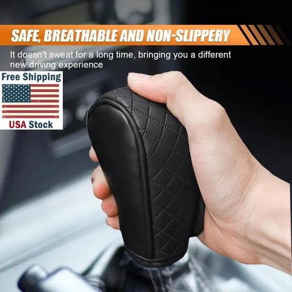 Black Leather Car Gear Shift Knob Cover, Upgraded Anti-Slip Design Stick Shift Knob Cover, Universal Durable Car Decorative Accessories Shifter Stick Protector Suitable for Cars,Trucks,SUVs