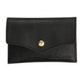 thumbnail image 1 of Black Leather Card Holder with Snap, Small Leather Wallet, 1 of 6