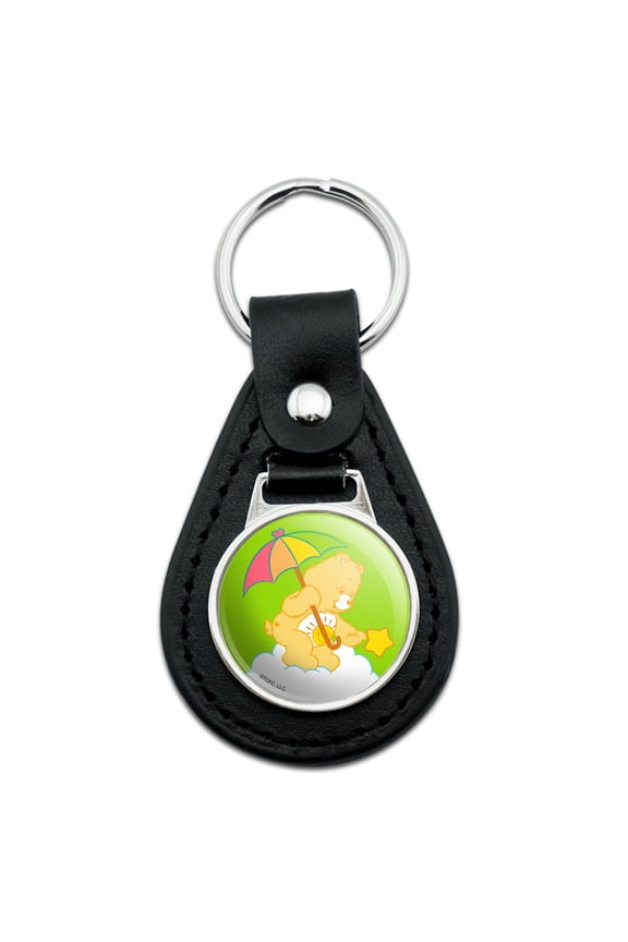 Black Leather Care Bears Funshine Bear Keychain