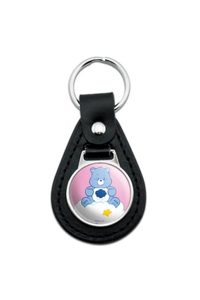 Care Bears Grumpy Bear Black Leather Keychain