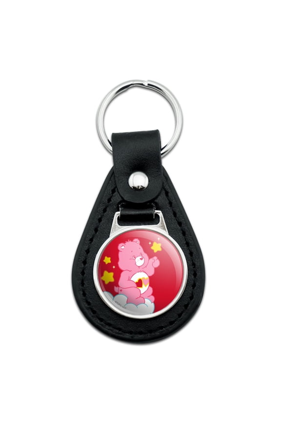 Black Leather Care Bears Love-A-Lot Bear Keychain
