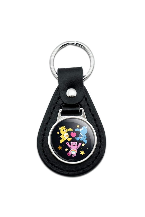 Black Leather Care Bears: Unlock the Magic Funshine, Grumpy and Cheer Keychain
