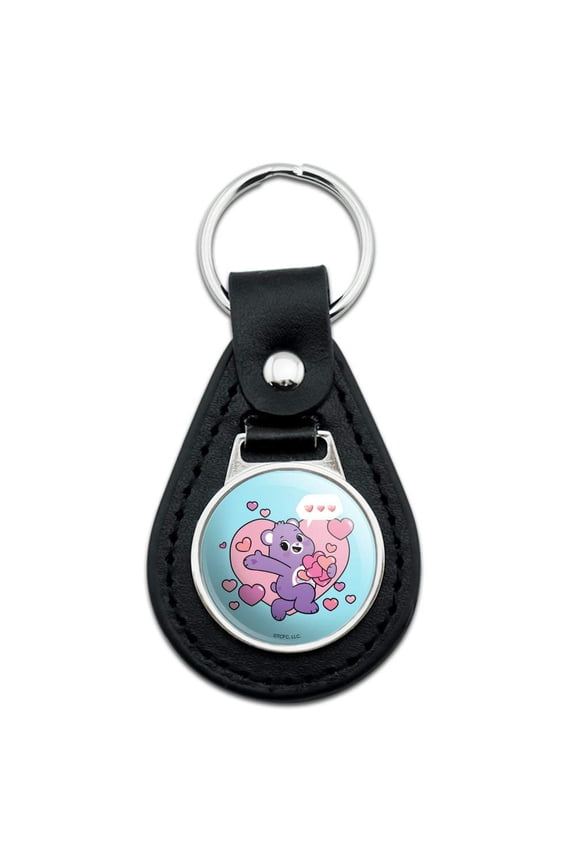 Black Leather Care Bears: Unlock the Magic Share Bear Sharing Hearts Keychain