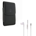 thumbnail image 1 of Black Leather Case w Flat Wired Headset MONO Handsfree Earphone Mic J9P for Kyocera DuraForce Pro 2 - LG G6 G8 ThinQ, G7 ThinQ - Motorola One, Moto X4 X Play G7 Play, Droid Maxx 2 - Nokia 8, 1 of 11