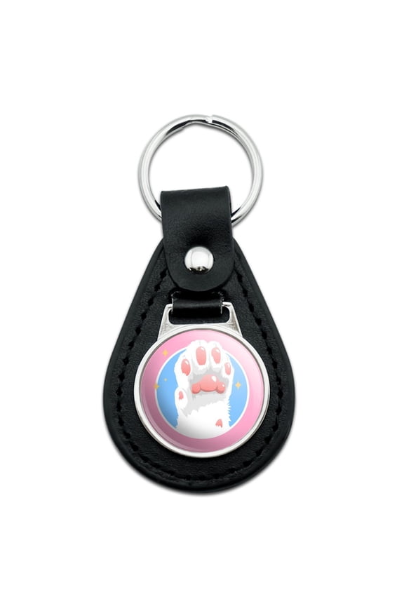 Black Leather Cat Paw Toe Beans with Cute Sparkles Keychain