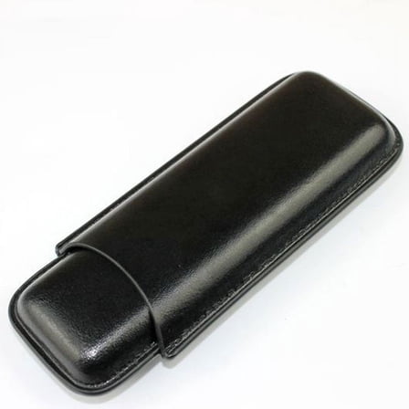 Black Leather Cigar Holder Case Carrying 2 Tubes for Small And Medium 50 Ring Cigars Smoking Accessories Travel Humidor (Black Cigar Case)