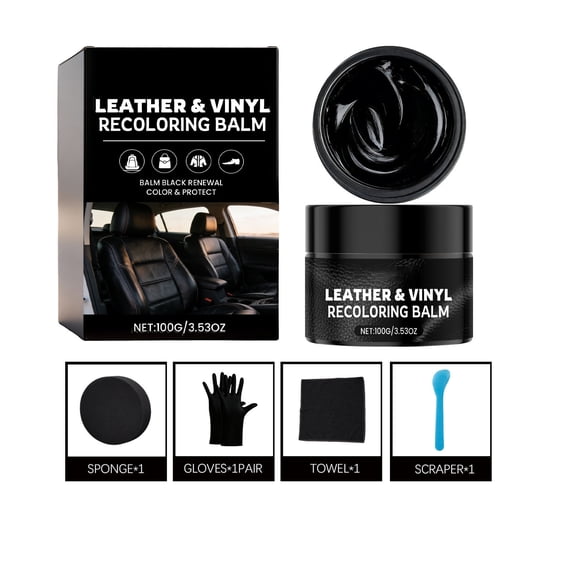 Black Leather Coloring Kit, Leather Repair Cream for Scratches, Color Restoration, Easy to Use, Weather Resistant for Furniture, Car Seats, Shoes, and Bags
