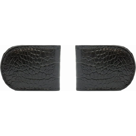 Set of 2 - Made in India Genuine Cowhide Slim Leather Magnetic Money Clip (Croc Black)