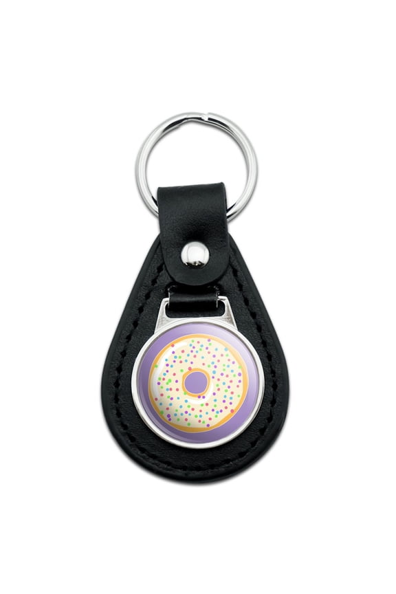 Black Leather Cute Donut Pastel Sprinkles Spring Yummy Keychain