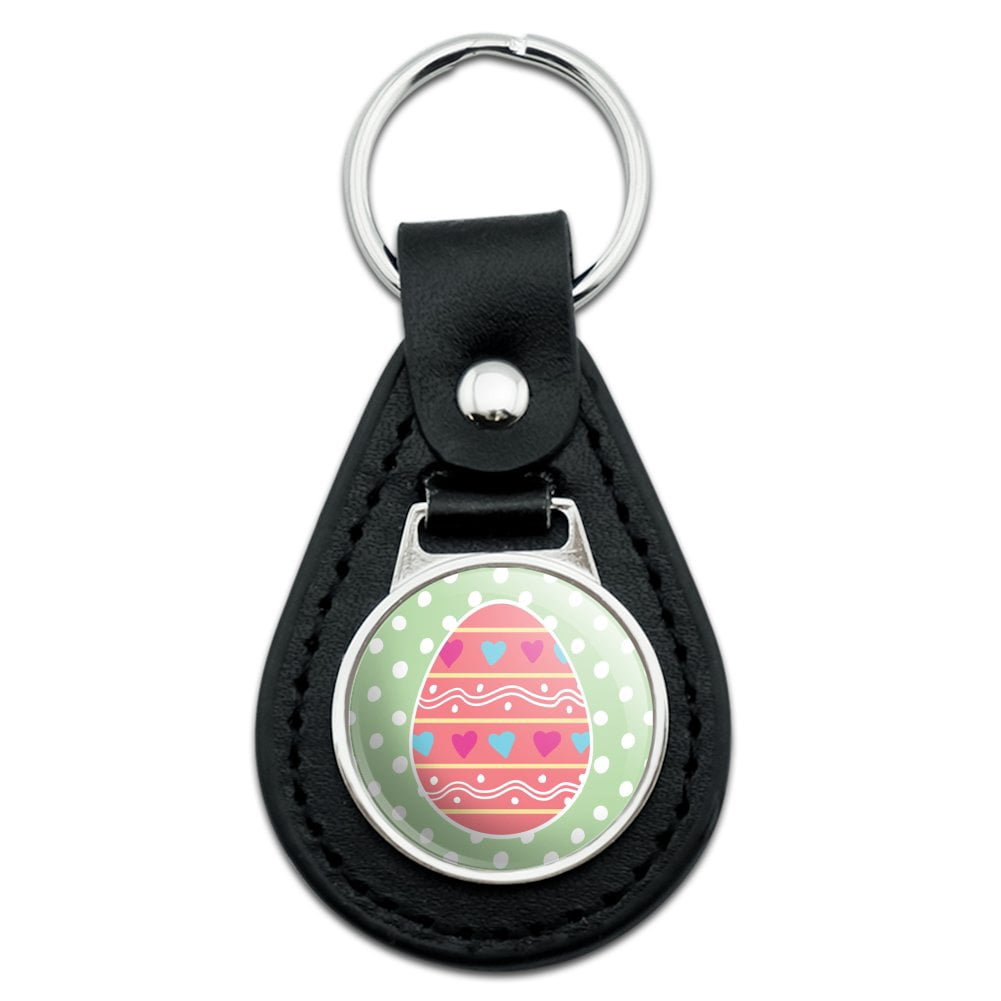 Black Leather Cute Easter Egg Pink with Hearts Keychain - Walmart.com