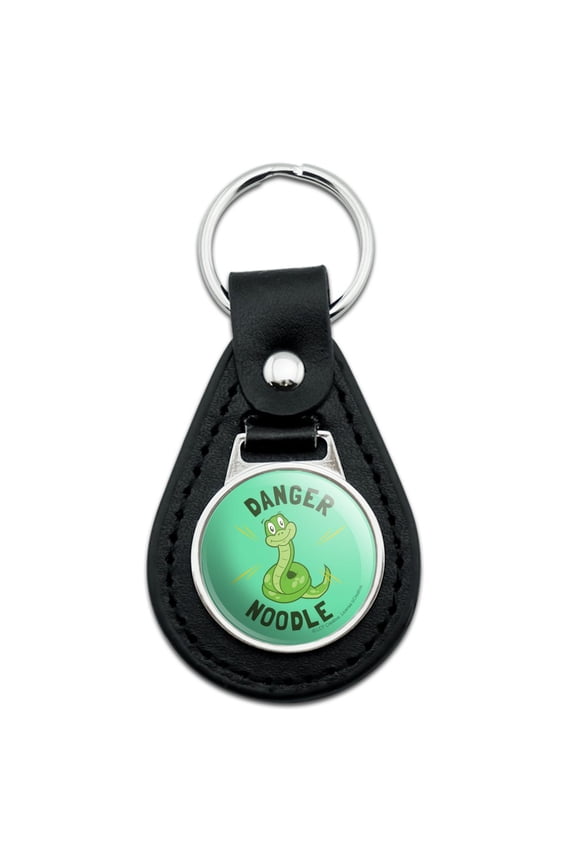 Black Leather Danger Noodle Snake Funny Humor Keychain