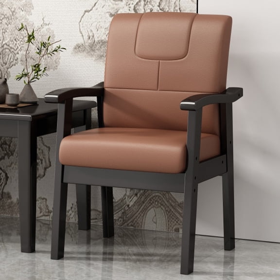 Black Leather Dining Chairs With Arms Mid Century Modern Kitchen Chair Upholstered Armchair High Backrest Accent Armset Chairs For Dining Room, Kitchen, Bar