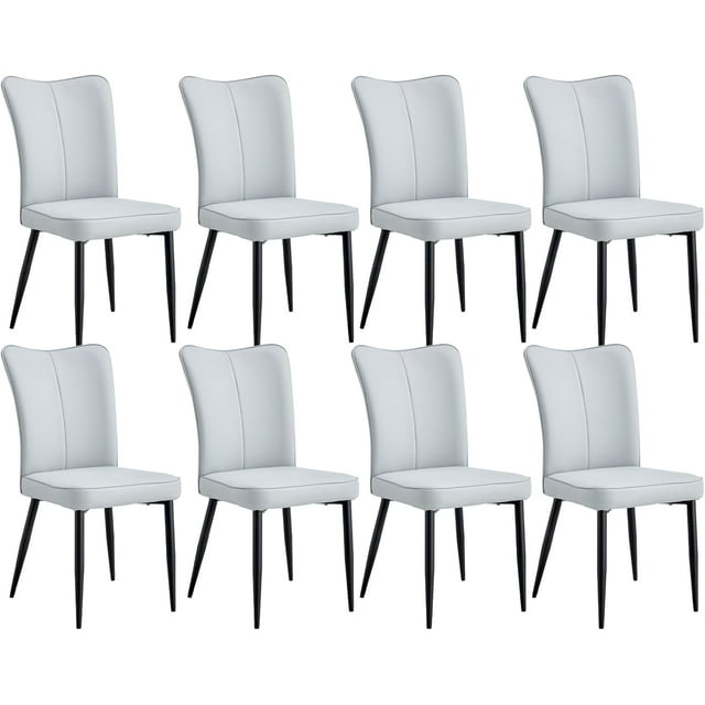 Black Leather Dining Chairs Butterfly Back Mid Century Modern PU