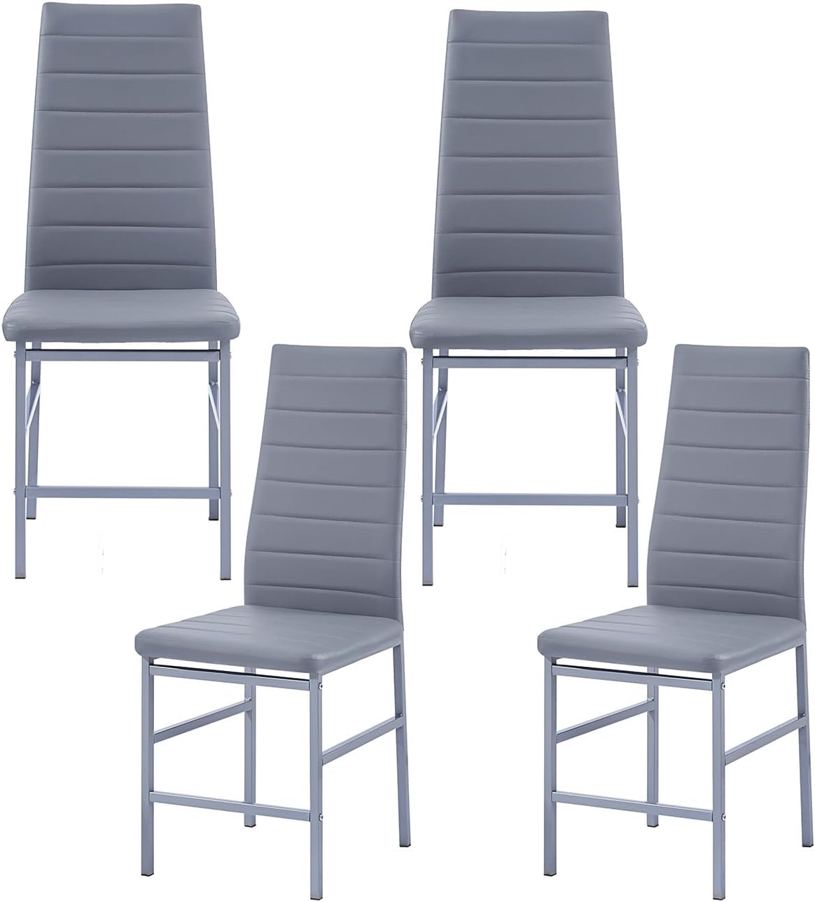 Black Leather Dining Chairs Modern PU Upholstered Kitchen & Dining Room