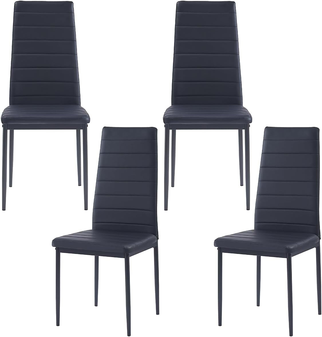 Black Leather Dining Chairs Modern PU Upholstered Kitchen & Dining Room