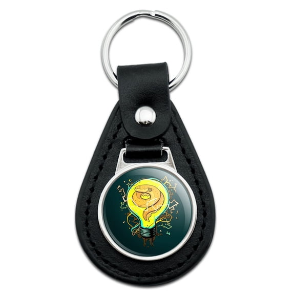 Black Leather Electric Eel In Light bulb With Electricity Keychain