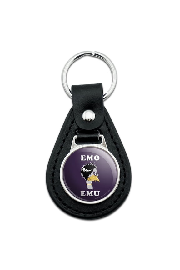 Black Leather Emo Emu Funny Humor Keychain