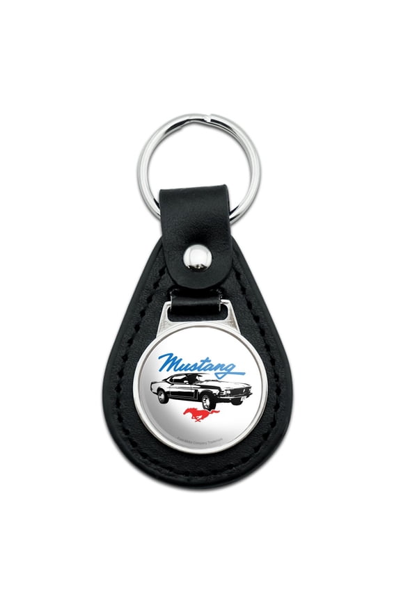 Black Leather Ford 1970 Mustang Keychain