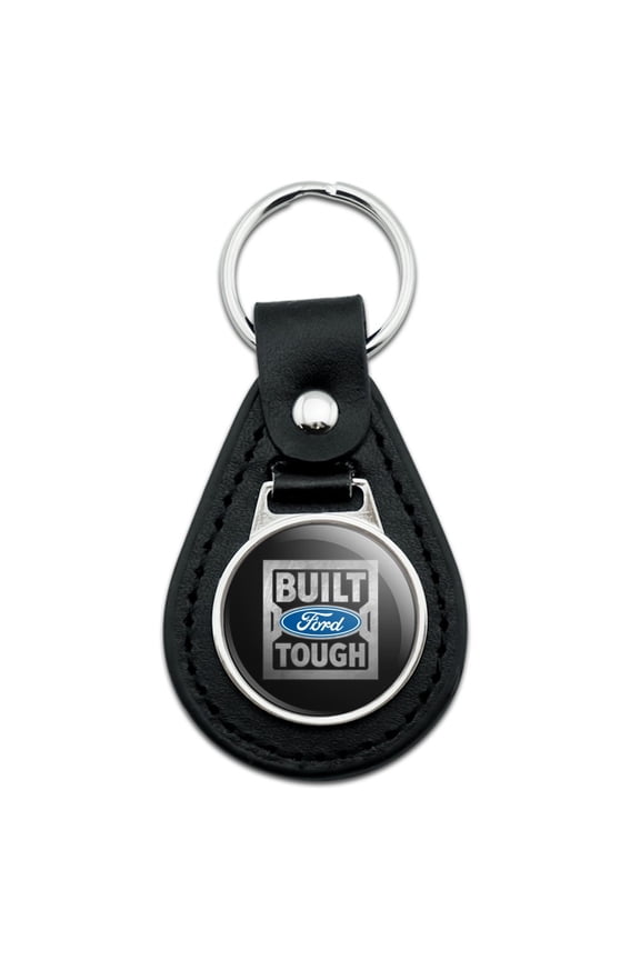 Black Leather Ford Built Ford Tough Keychain