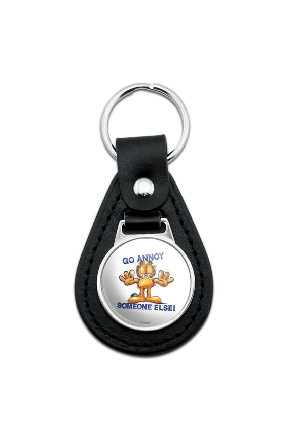 Black Leather Garfield Go Annoy Someone Else Keychain