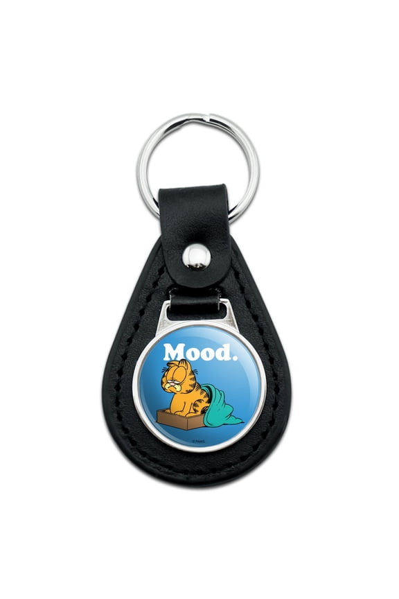 Black Leather Garfield Mood Keychain