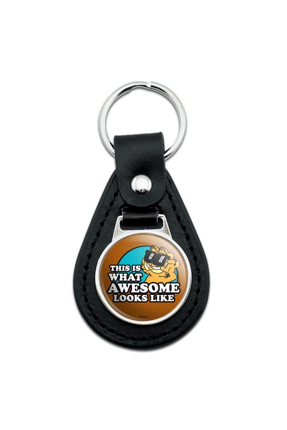 Black Leather Garfield This is What Awesome Looks Like Keychain