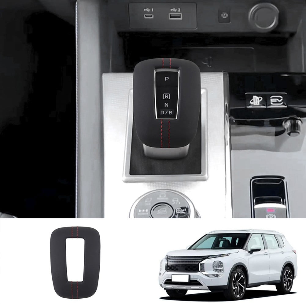 Black Leather Gear Shift Knob Protector Cover For Mitsubishi Outlander