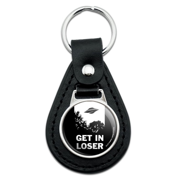 Black Leather Get in Loser UFO Alien Abduction Funny Humor Keychain