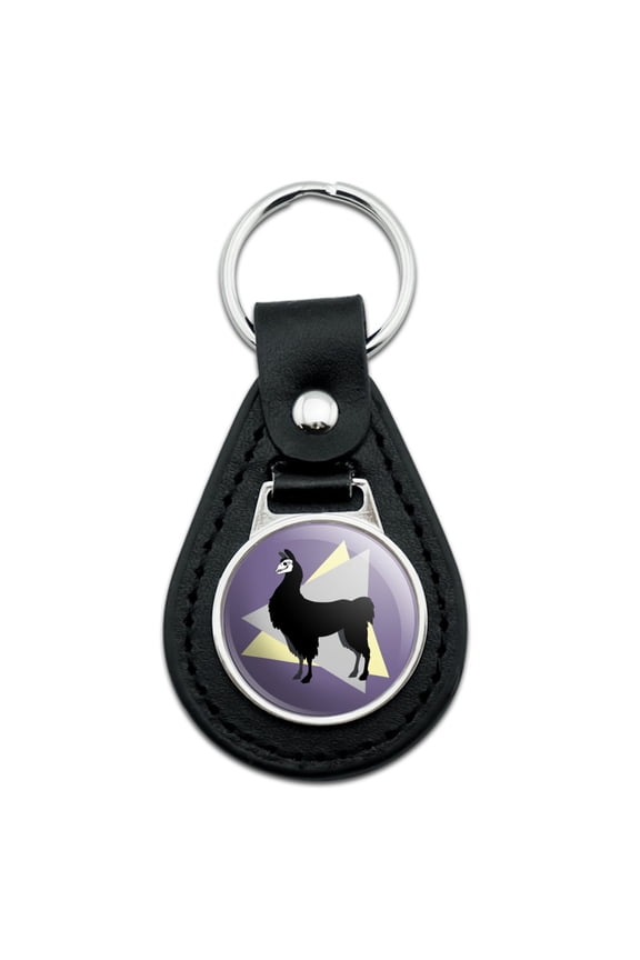 Black Leather Gothic Llama Keychain