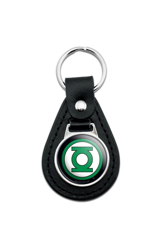 Black Leather Green Lantern Logo Keychain