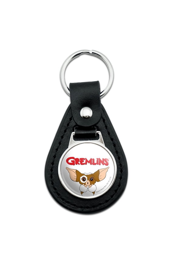 Gremlins Gizmo Logo Black Leather Keychain