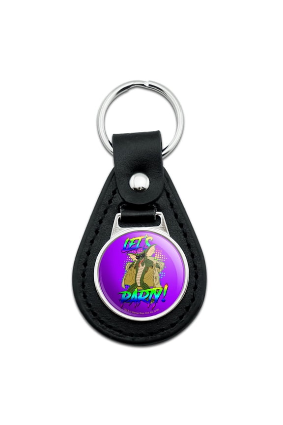 Black Leather Gremlins Let's Party! Keychain