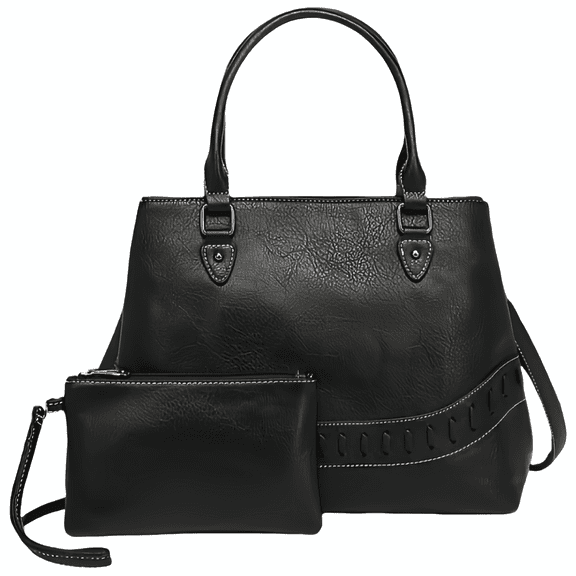Black Leather Handbag with Detachable Strap – Hand/Crossbody