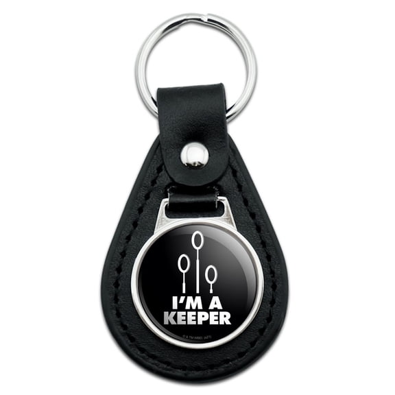 Black Leather Harry Potter Quidditch I'm a Keeper Keychain