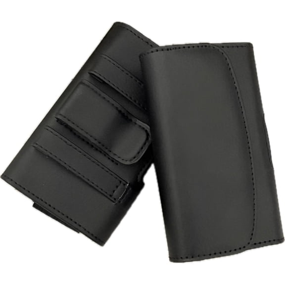 Black Leather Horizontal Belt Loop Waist Case Compatible with Alcatel GO Flip Phone