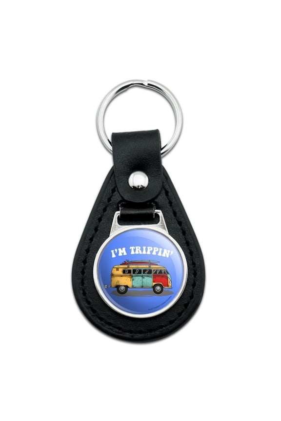 Black Leather I'm Trippin' Retro Van Funny Humor Keychain