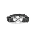 thumbnail image 1 of Black Leather Infinity Bracelet Stainless Steel Clasp Mens Womens (9.5 Inch), 1 of 4