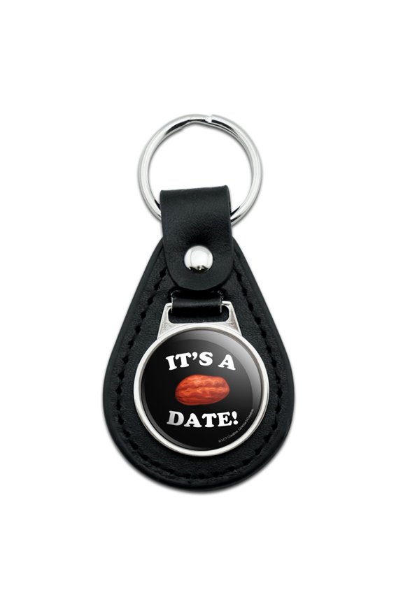 Black Leather It's a Date Funny Humor Keychain