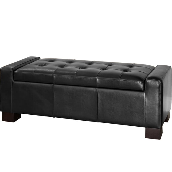 Black Leather Item - Pressurized Hinge Feature - Living Area - Gain Storage Space