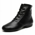 thumbnail image 1 of Black Leather Jazz Boots Split Sole Dancing Shoes for Adult Women Men (13M/14W), 1 of 7