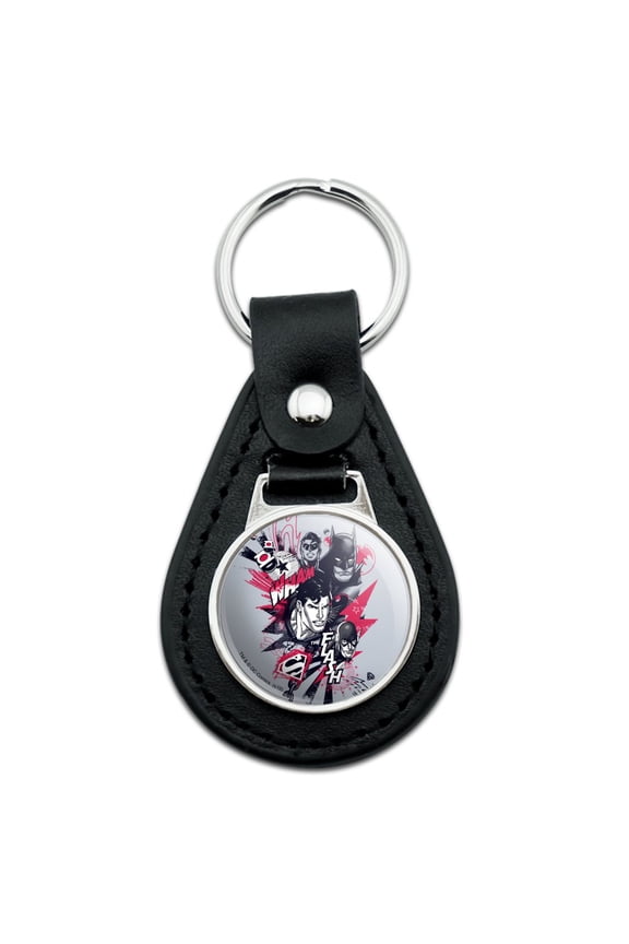 Black Leather Justice League Character Heads Keychain